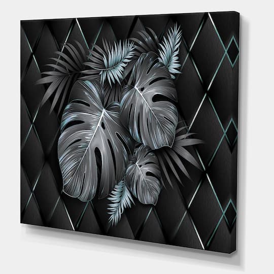 Designart - Black and Gold Tropical Leaves I